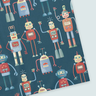 Nappe Amusant 1950s Style Rétro Robot Motif foncé