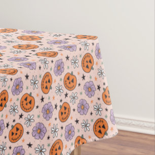 Nappe Amusants Citrouilles d'Halloween et Fleurs Motif