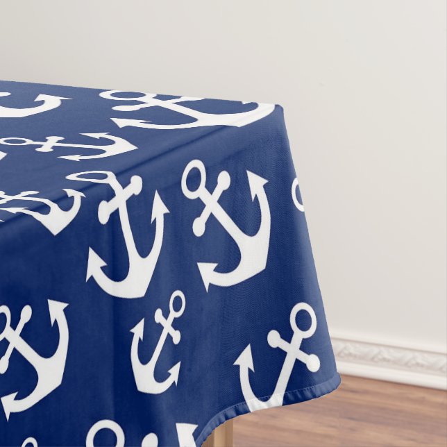 Nappe Ancres Bleues et Blancs Motif nautique (In Situ)