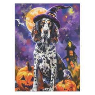 Nappe Anglais Setter Chien Halloween Sorcière Et Citroui
