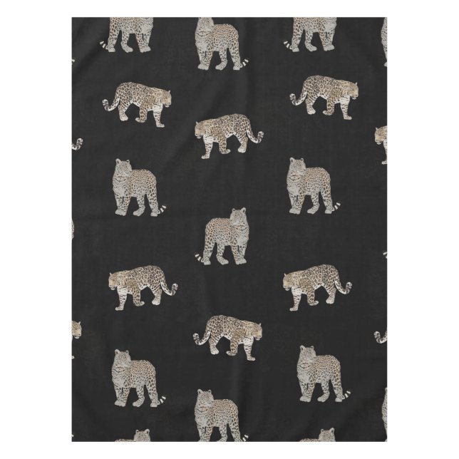 Nappe Animaux de la jungle léopard doré noir moderne (Devant)