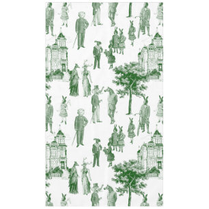 Nappe animaux victoriens antiques toile vert