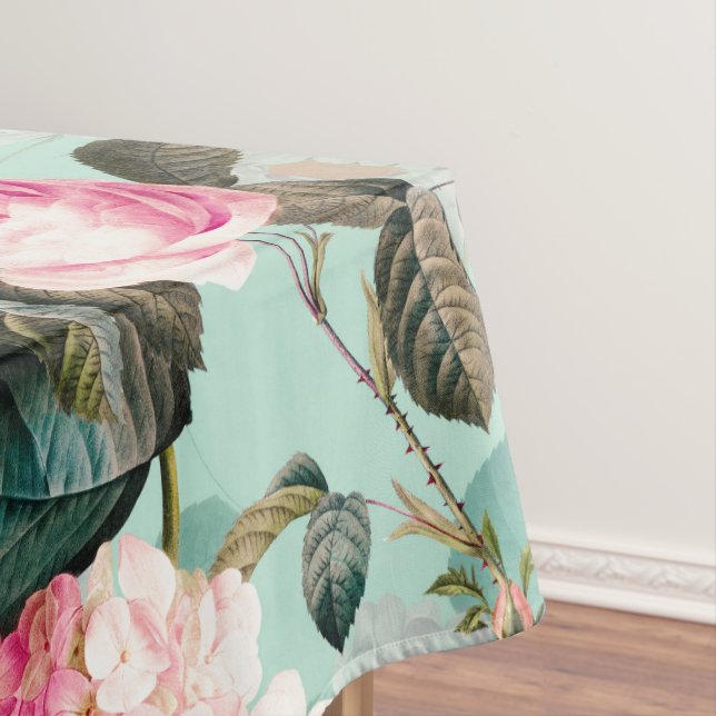 Nappe Antique Nostalgale Redouté Rose menthe Motif (In Situ)