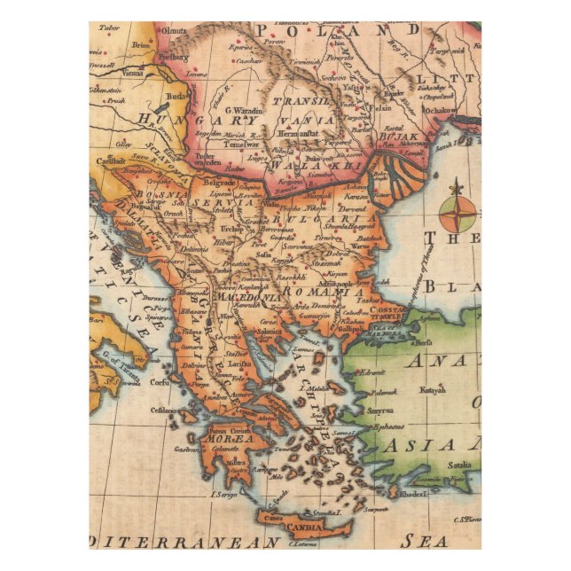 Nappe Antique vieille carte inspirée (2) (Devant)