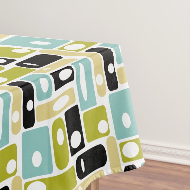 Nappe Aqua vert des années 1950 Rectangles mi-siècle (In Situ)