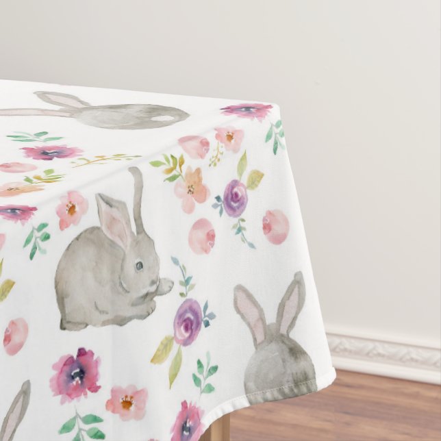 Nappe Aquarelle aléatoire Peint Floral Bunnies Pâques (In Situ)