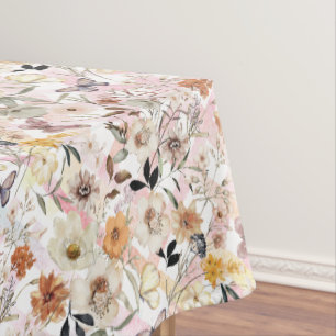 Nappe Aquarelle Botanique Fleur sauvage Papillon Initial