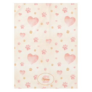 Nappe Aquarelle Coeurs et Empreintes de pattes Motif
