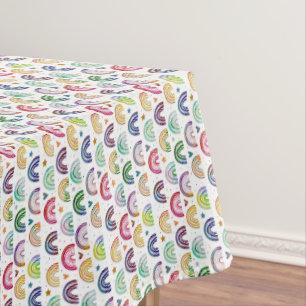Nappe Aquarelle colorée Rainbows coeurs et étoiles mot