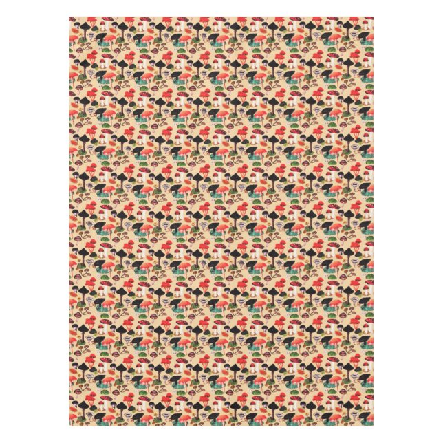 Nappe Aquarelle de champignon d'automne rétro (Devant)