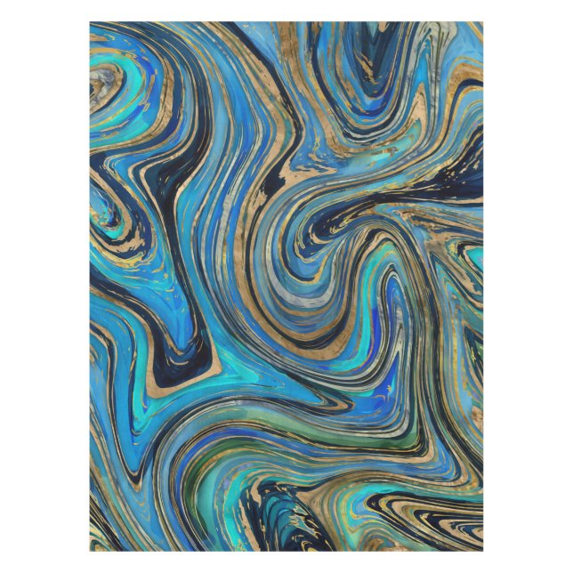Nappe Aquarelle en marbre bleu doré (Devant)