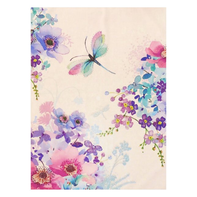 Nappe Aquarelle Floral Papillon Parties scintillant de j (Devant)