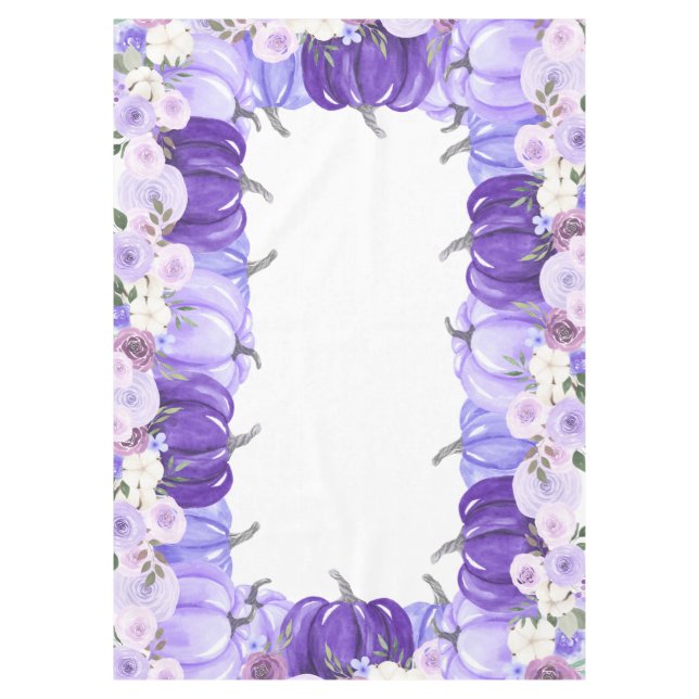 Nappe Aquarelle Florale violet Citrouille Thanksgiving (Devant)