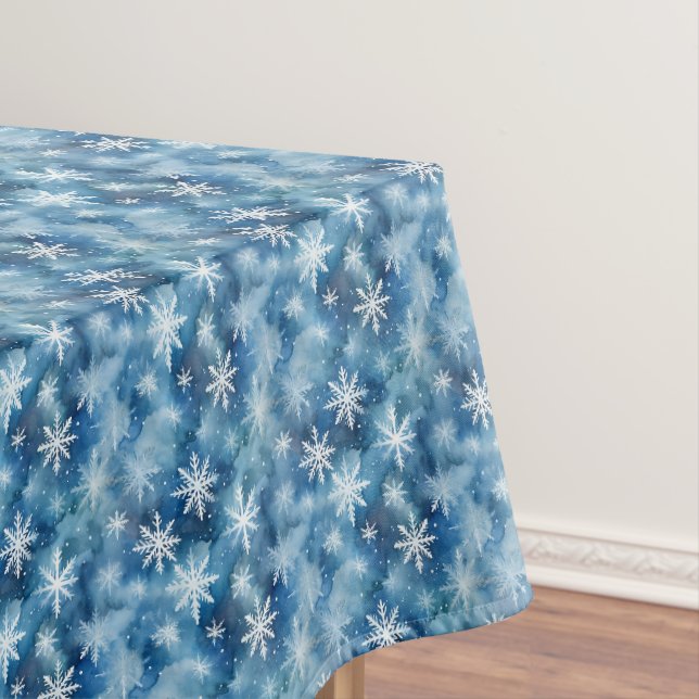 Nappe Aquarelle hiver flocons bleu arrière - plan (In Situ)
