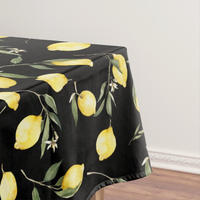Nappe Aquarelle Lemons, Art Méditerranéen, été (In Situ)