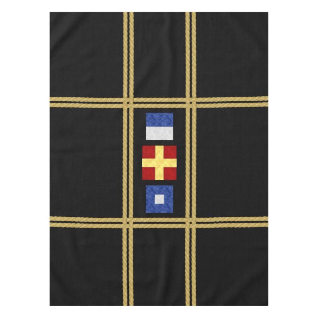 Nappe Aquarelle marine Signal maritime Monogramme (Devant)
