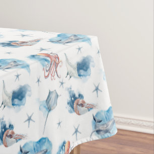 Nappe Aquarelle mignonne Animaux marins