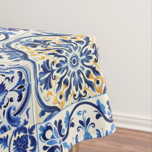 Nappe Aquarelle moderne Carrelage bleu méditerranéen