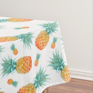 Nappe Aquarelle Motif d'ananas en blanc
