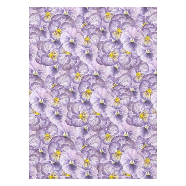 Nappe Aquarelle motif floral avec panneaux violets (Devant)