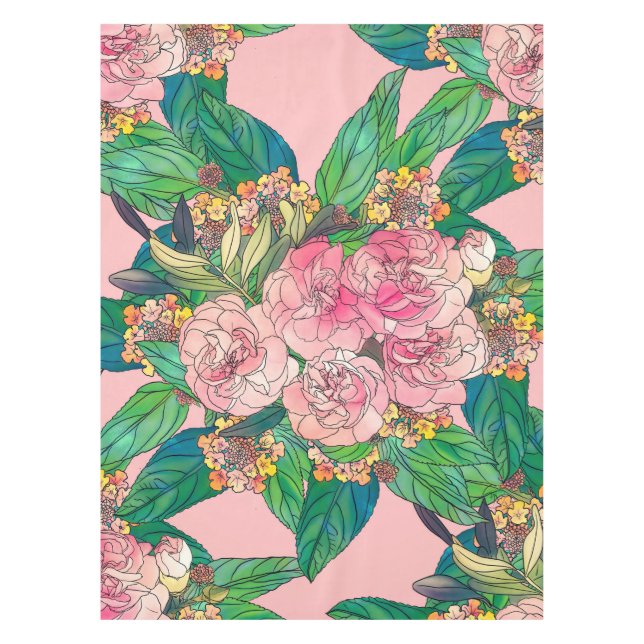 Nappe Aquarelle rose de la fille Peinture à la main (Devant)