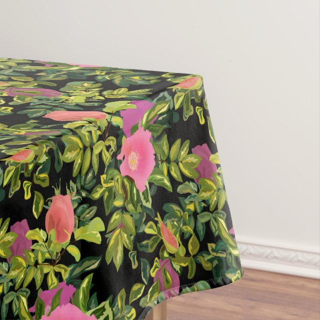 Nappe Aquarelle rose fleurs rose rétro fleurie botanique (In Situ)