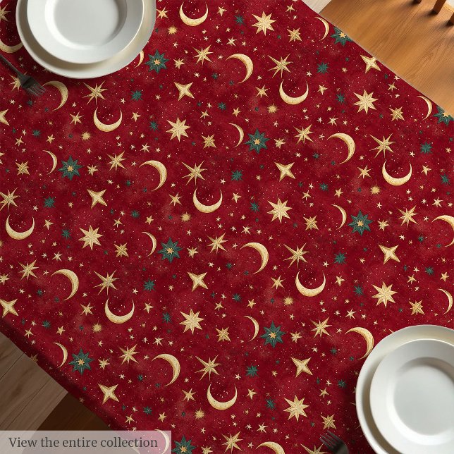Nappe Aquarelle rouge foncé festif ciel de Noël (Watercolor deep red festive Christmas sky seating Tablecloth)