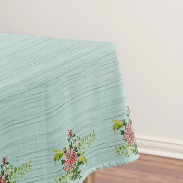 Nappe Aquarelle Rouge Gerbera Daisy avec verdure 52 po x (In Situ)