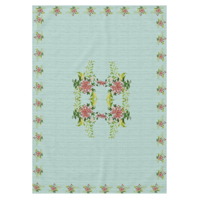 Nappe Aquarelle Rouge Gerbera Daisy avec verdure 60 po x (Devant)