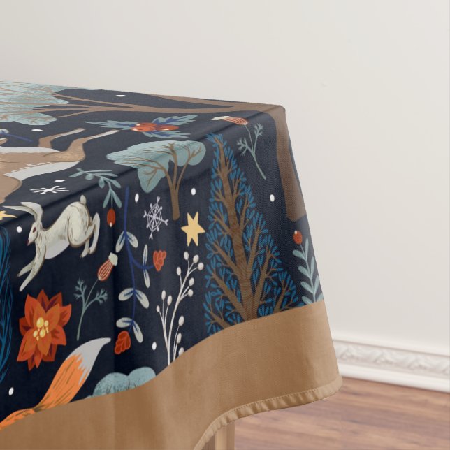 Nappe Aquarelle rustique Bois Animaux Arbres Noël (In Situ)