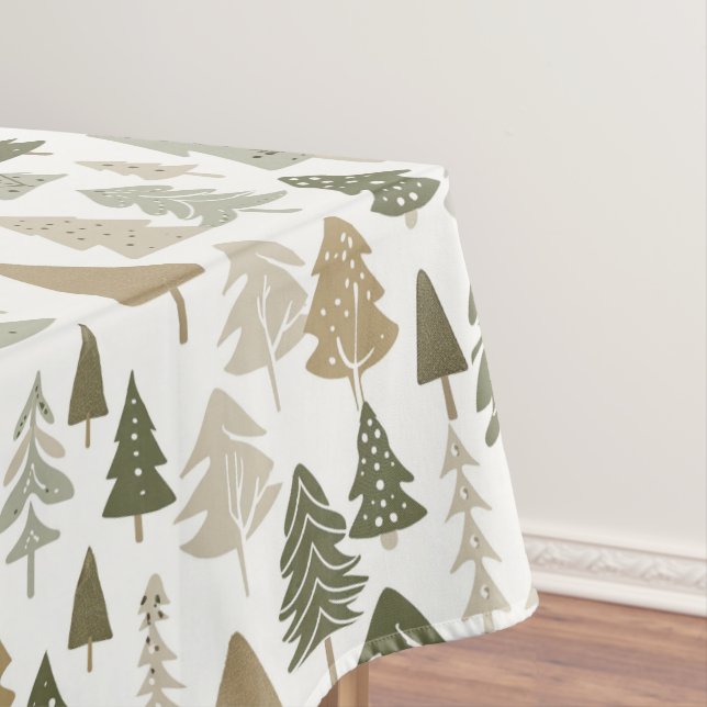 Nappe Arbres de Noël modernes Sage Olive Green Motif (In Situ)