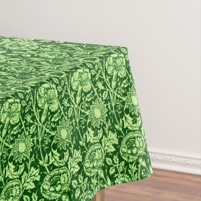 Nappe Art Nouveau Carnation Damask, Forest Green (In Situ)