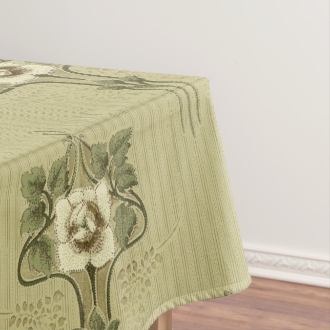 Nappe Art Nouveau Mission Style Fleur blanche Motif (In Situ)