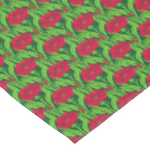 Nappe Art Nouveau rouge oeillets damas floral