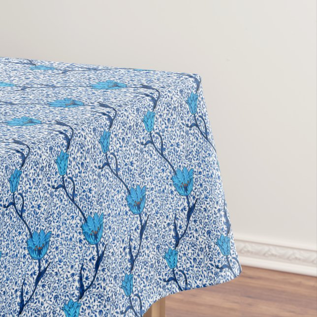 Nappe Art Nouveau Tulip Damask, Cobalt Blue (In Situ)