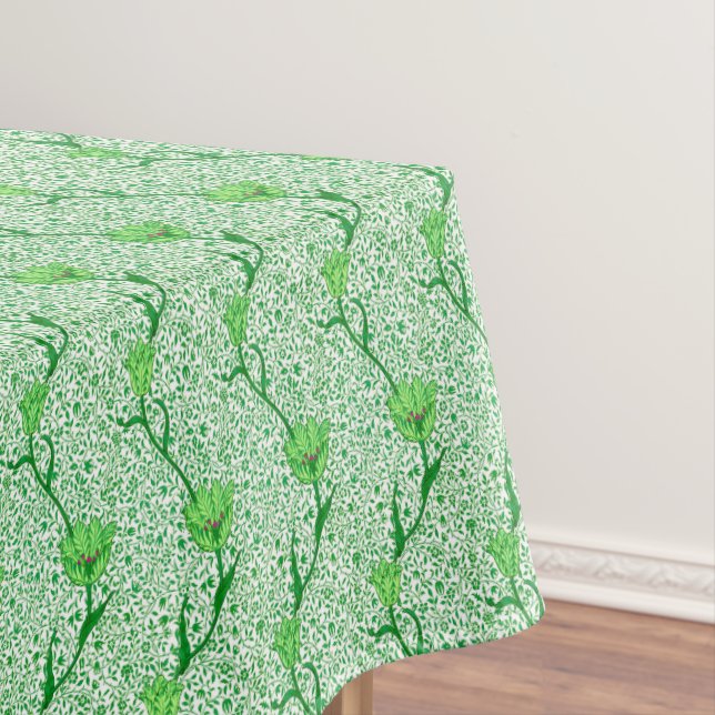 Nappe Art Nouveau Tulip Damask, Emerald Green (In Situ)