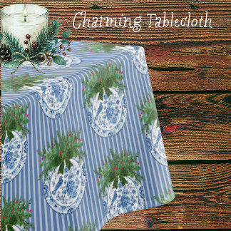 Nappe Assiettes Bleu Blanc de Style Chinois Noël