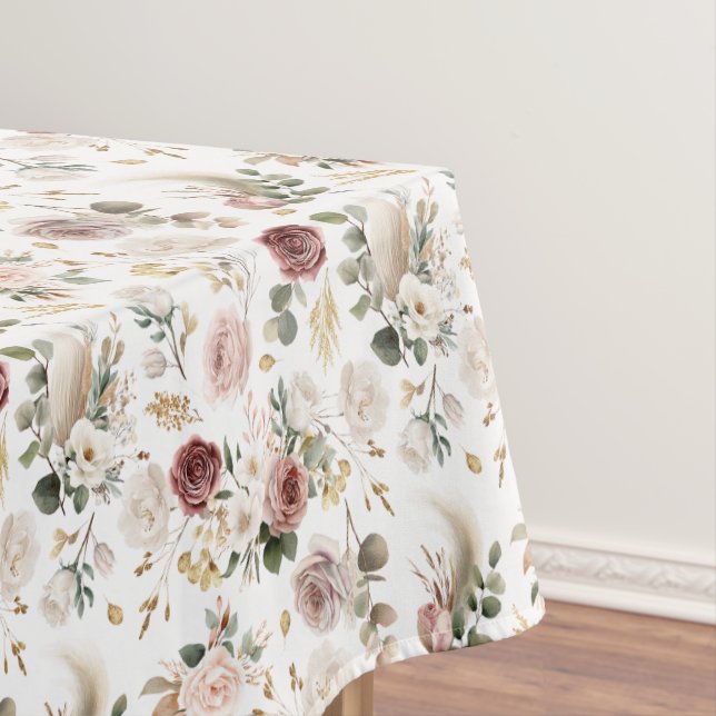 Nappe Automne Aquarelle Floral Dusty Rose Mariage (In Situ)