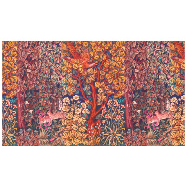 Nappe AUTUMN FOREST ANIMALS Haricots, faisan, Floral rou (Devant (Horizontal))