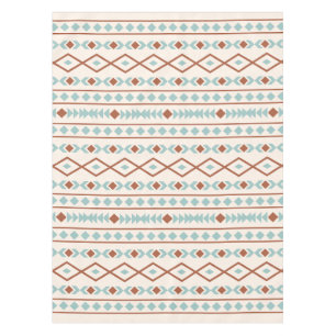 Nappe Aztec Formes Motif rouille crème Turquoise