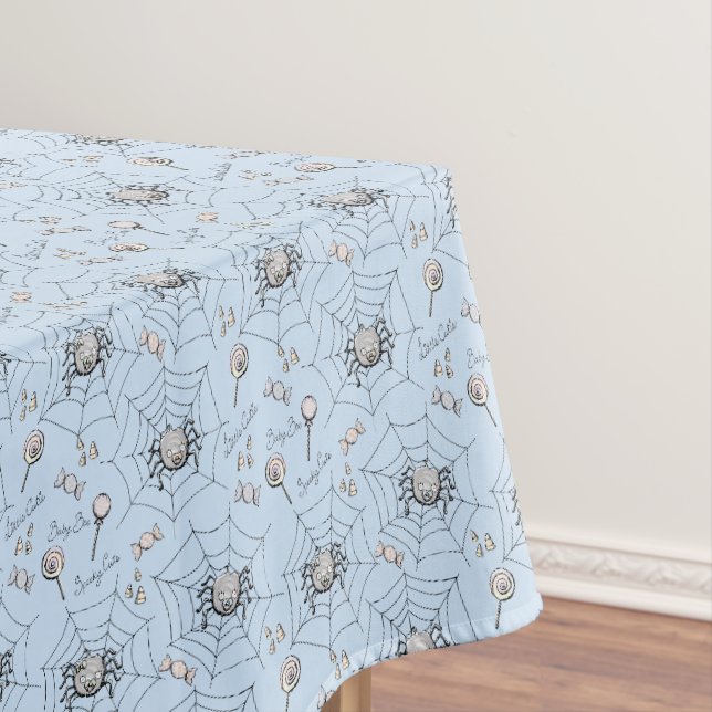 Nappe Baby shower d'Halloween araignées et Webs bleu (In Situ)
