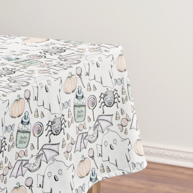 Nappe Baby shower d'Halloween, chauve-souris et araignée (In Situ)