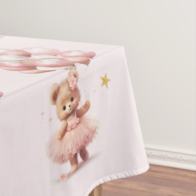 Nappe baby shower fille de l'ours en peluche rose (In Situ)