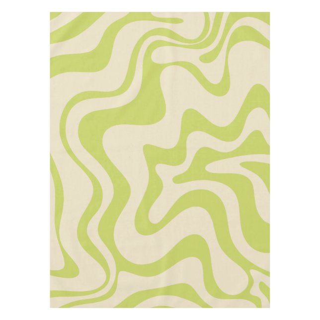 Nappe Balayage Liquide rétro Abstrait Lime Lumière Beige (Devant)
