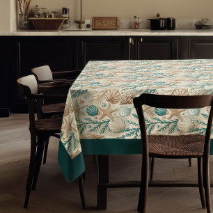 Nappe Balnéaire Coquillages Mer étoiles vert pastel ivoi