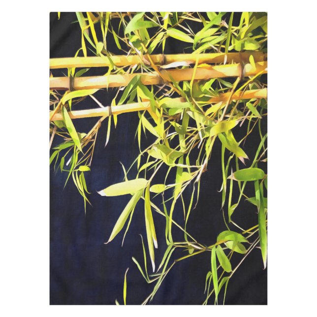 Nappe Bambou Foliage Art Tropical Sur Noir (Devant)