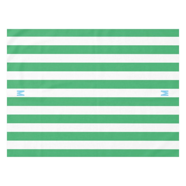Nappe Bande de cabane verte et monogramme bleu personnal (Devant (Horizontal))
