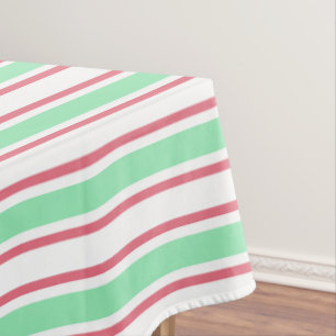 Nappe Bandes de bonbons vert, rose et blanc à la menthe