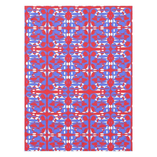 Nappe Bandes motifs rouges, blanches et bleues (Devant)