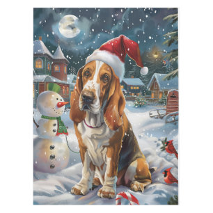 Nappe Basset Hound Pays de Rêve Hivernal Joie de Noël